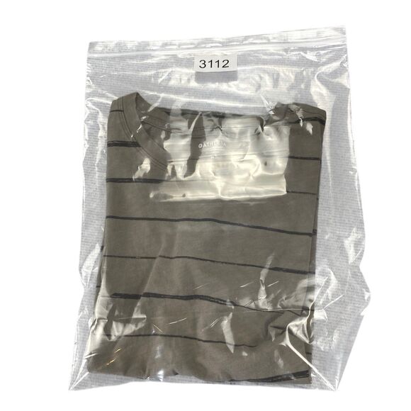 Athleta Organic Daily Striped Tee T-Shirt Size M Womens Brown Black Crewneck - Picture 9 of 9